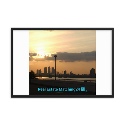 Majestic Sunset Framed photo paper poster with realestatematching24 with key Logo