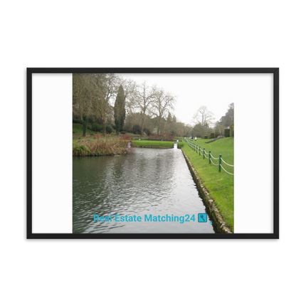 Lakeside Beauty Framed photo paper poster with realestatematching24 with key Logo