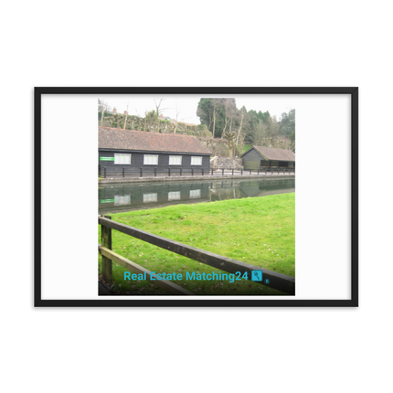 Lakeside Serenity Framed photo paper poster with realestatematching24 with key Logo