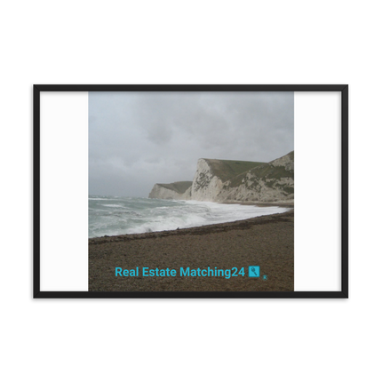 Waves and Sand Framed photo paper poster with realestatematching24 with key Logo