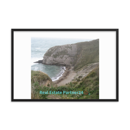 Sea & Hills Framed photo paper poster with realestatepartner24 with house Logo