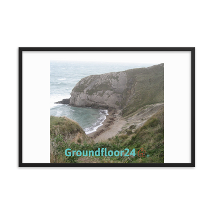 Sea & Hills Framed photo paper poster with Groundfloor24 with House Logo