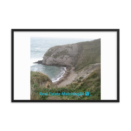Sea & Hills Framed photo paper poster with realestatematching24 with key Logo