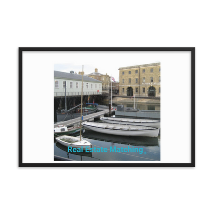 Boat on Water Framed photo paper poster with realestatematching without key Logo