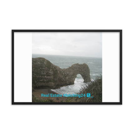 Coastal Escape Framed photo paper poster with realestatematching24 with key Logo