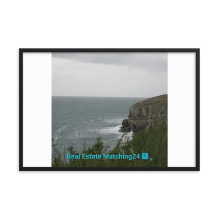 Seaside Serenity Framed photo paper poster with realestatematching24 with key Logo