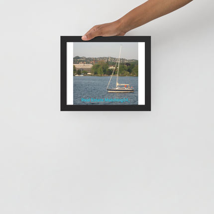 Boat on the River Framed photo paper poster with realestatematching24 without key Logo