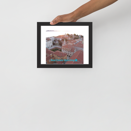 Roof Sunset View Framed photo paper poster with realestatematching with key Logo