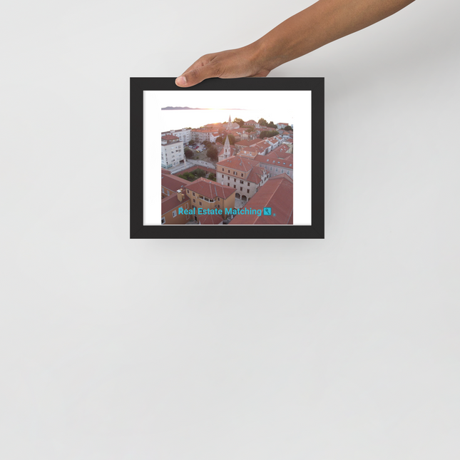 Roof Sunset View Framed photo paper poster with realestatematching with key Logo