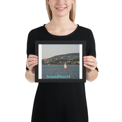 Beautiful River & Hills Sinari Framed photo paper poster with Groundfloor24 with House Logo