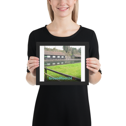 Lakeside Serenity Framed photo paper poster with Groundfloor24 with House Logo