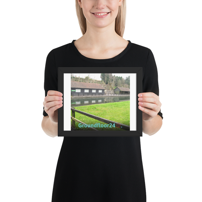 Lakeside Serenity Framed photo paper poster with Groundfloor24 with House Logo