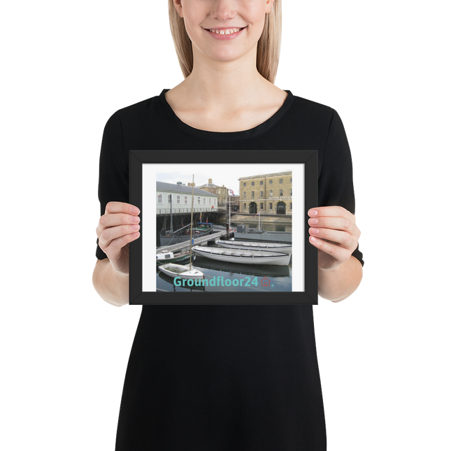Boat on Water Framed photo paper poster with Groundfloor24 with House Logo