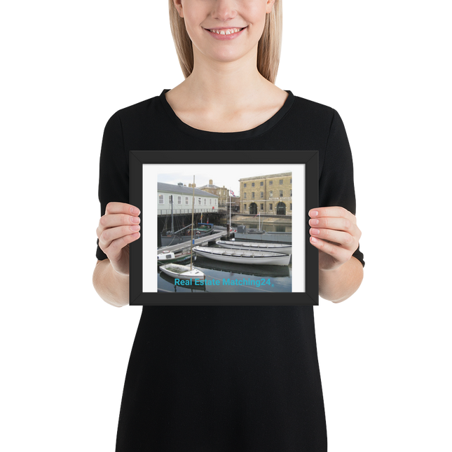 Boat on Water Framed photo paper poster with realestatematching24 without key Logo