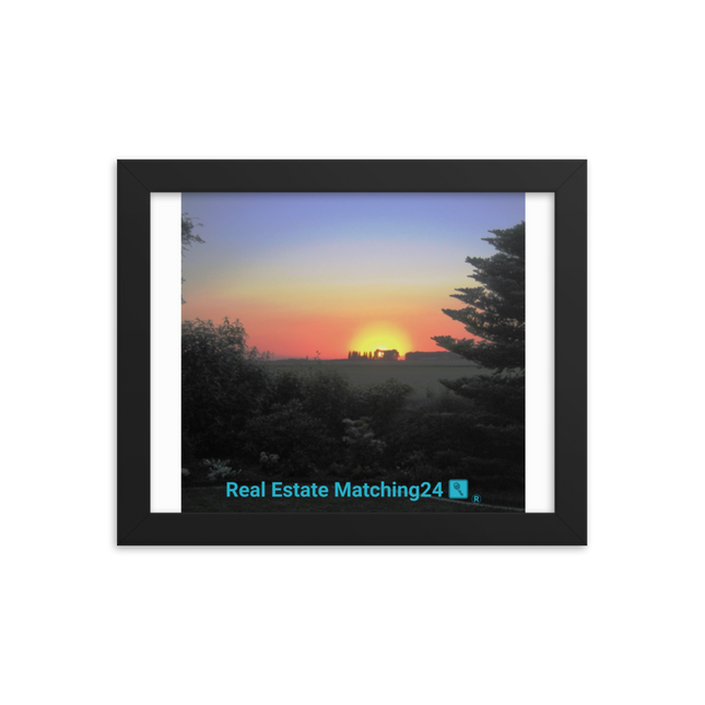 Beautiful Sunset Sinari Framed photo paper poster with realestatematching24 with key Logo