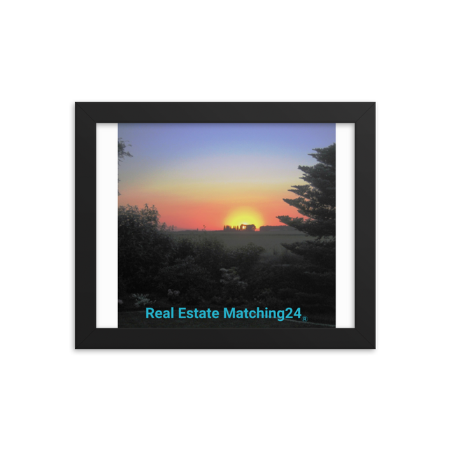 Beautiful Sunset Sinari Framed photo paper poster with realestatematching24 without key Logo