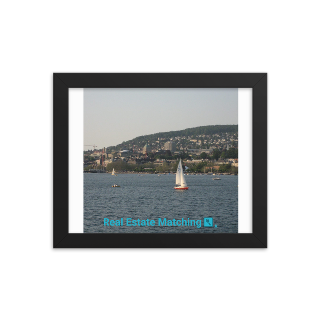 Beautiful River & Hills Sinari Framed photo paper poster with realestatematching with key Logo