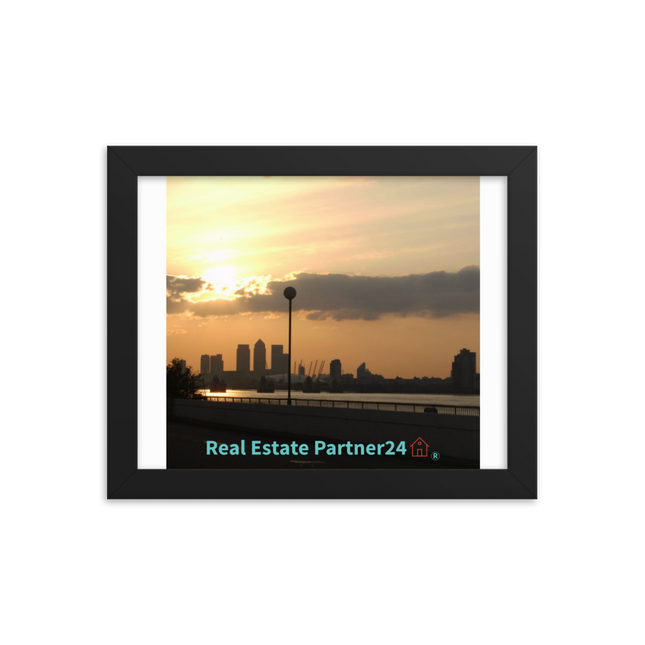 Majestic Sunset Framed photo paper poster with realestatepartner24 with house Logo
