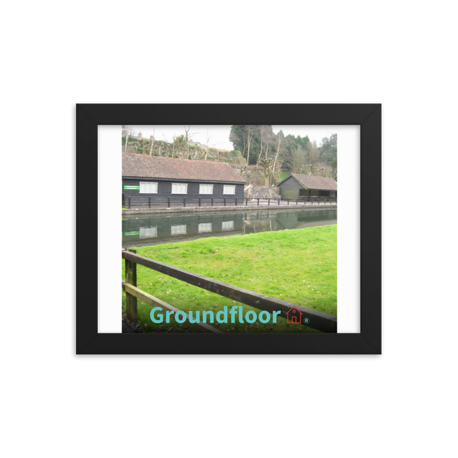 Lakeside Serenity Framed photo paper poster with Groundfloor with House Logo