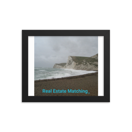 Waves and Sand Framed photo paper poster with realestatematching without key Logo