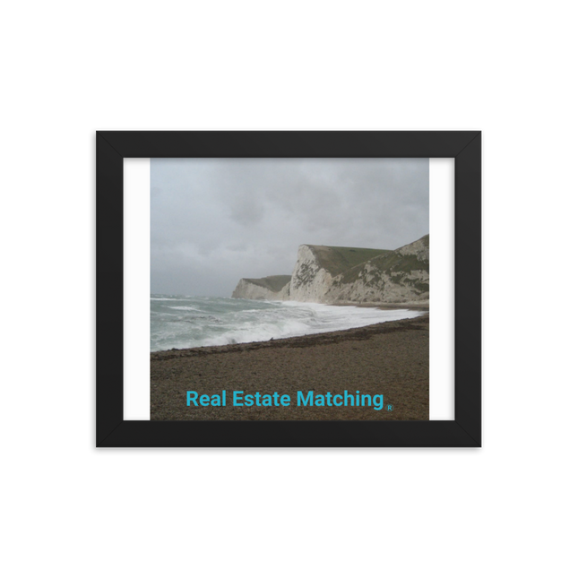 Waves and Sand Framed photo paper poster with realestatematching without key Logo