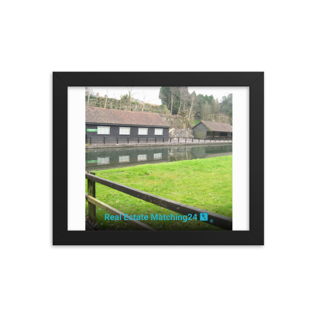Lakeside Serenity Framed photo paper poster with realestatematching24 with key Logo