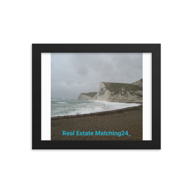 Waves and Sand Framed photo paper poster with realestatematching24 without key Logo
