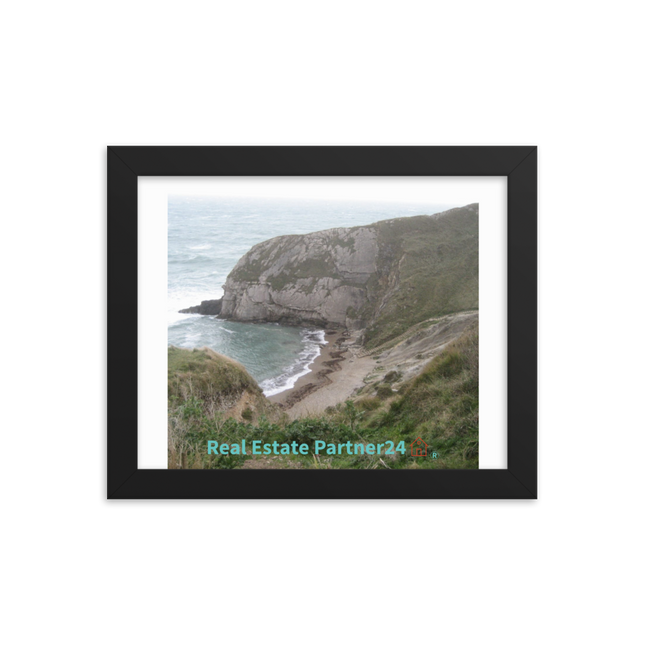 Sea & Hills Framed photo paper poster with realestatepartner24 with house Logo