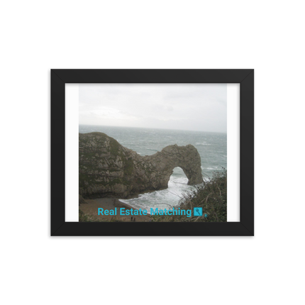 Coastal Escape Framed photo paper poster with realestatematching with key Logo
