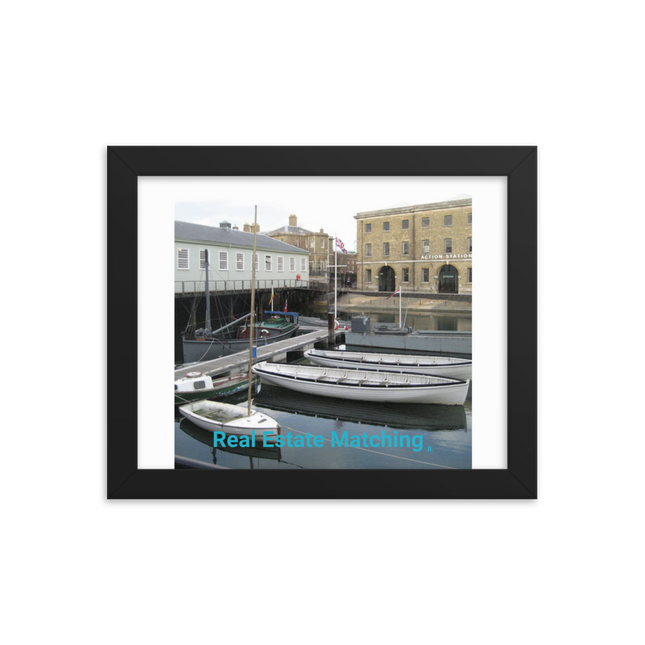 Boat on Water Framed photo paper poster with realestatematching without key Logo