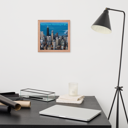 Beutiful Sinari Framed photo paper poster with Real Estate Matching24 Logo