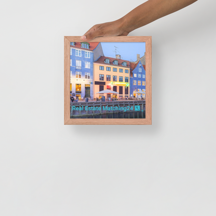 Nyhavn Framed photo paper poster with Real Estate Matching24 Logo