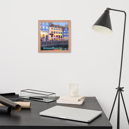 Nyhavn Framed photo paper poster with Groundfloor24 Logo