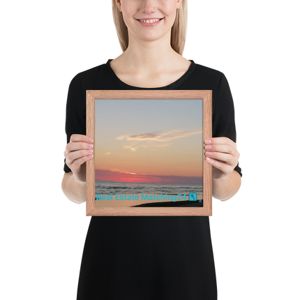 Sunset Sinari Framed photo paper poster with Real Estate Matching24 Logo