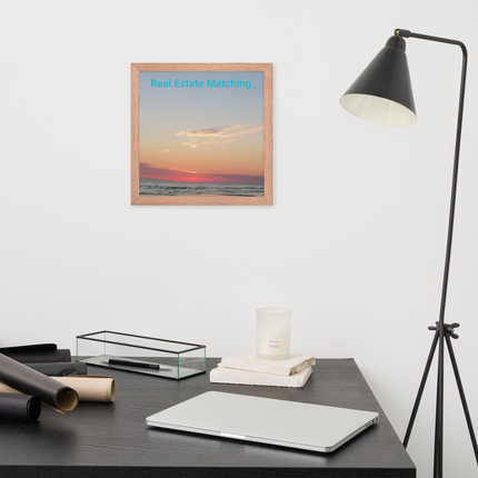 Sunset Sinari Framed photo paper poster with Real Estate Matching Logo