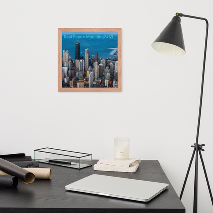 Beutiful Sinari Framed photo paper poster with Real Estate Matching24 Logo