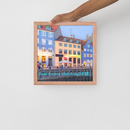 Nyhavn Framed photo paper poster with Real Estate Matching24 Logo