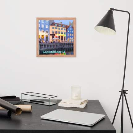 Nyhavn Framed photo paper poster with Groundfloor24 Logo