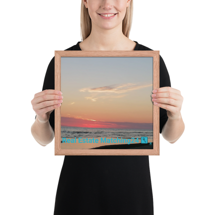 Sunset Sinari Framed photo paper poster with Real Estate Matching24 Logo