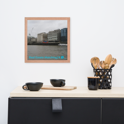 Beautiful Place Framed photo paper poster with Real Estate Matching24 Logo