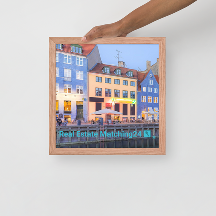 Nyhavn Framed photo paper poster with Real Estate Matching24 Logo