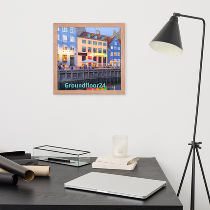 Nyhavn Framed photo paper poster with Groundfloor24 Logo