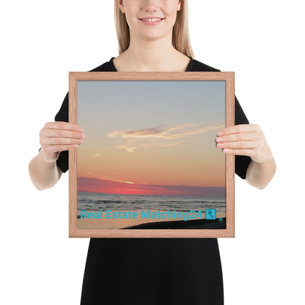Sunset Sinari Framed photo paper poster with Real Estate Matching24 Logo
