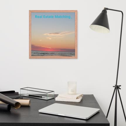Sunset Sinari Framed photo paper poster with Real Estate Matching Logo