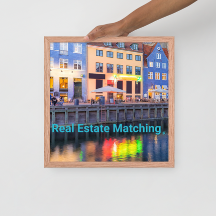 Nyhavn Framed photo paper poster with Real Estate Matching Logo
