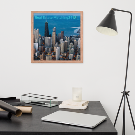 Beutiful Sinari Framed photo paper poster with Real Estate Matching24 Logo