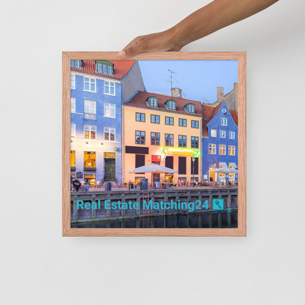 Nyhavn Framed photo paper poster with Real Estate Matching24 Logo