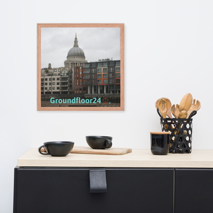 St. Paul's Cathedral Framed photo paper poster with Groundfloor24 Logo