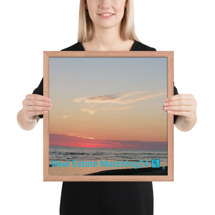 Sunset Sinari Framed photo paper poster with Real Estate Matching24 Logo
