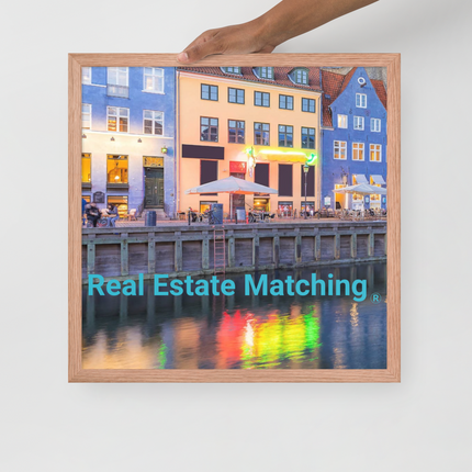 Nyhavn Framed photo paper poster with Real Estate Matching Logo
